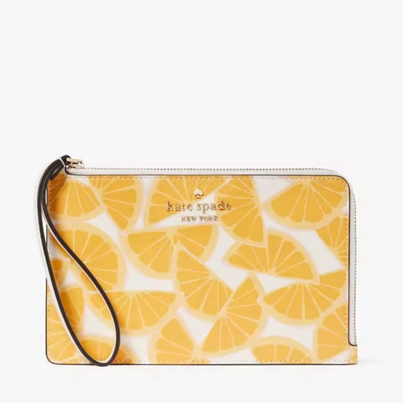 Kate Spade Staci Orange Toss Medium L-Zip Wristlet Multi - Picture 12 of 14